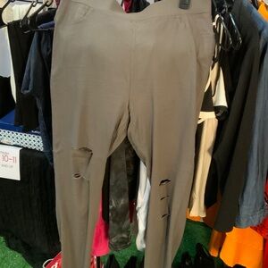 Women's Skinny Ripped Ponte Pants - Gray